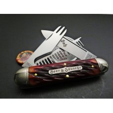Great Eastern Cutlery #35 Beer & Sausage Bar Tool Knife Autumn Leaf Jigged Bone GEC 352320