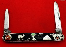 Vintage CATTARAUGUS No. 206 “SHRINE” Pen Folding Pocket Knife c.1886-1963 Enamel & Silver