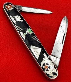 Vintage CATTARAUGUS No. 206 “SHRINE” Pen Folding Pocket Knife c.1886-1963 Enamel & Silver