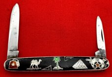 Vintage CATTARAUGUS No. 206 “SHRINE” Pen Folding Pocket Knife c.1886-1963 Enamel & Silver