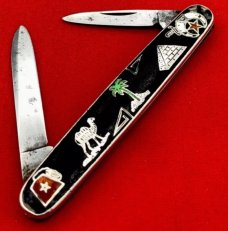 Vintage CATTARAUGUS No. 206 “SHRINE” Pen Folding Pocket Knife c.1886-1963 Enamel & Silver