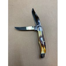 KA-BAR 2 blade Stag DOGSHEAD Folding Hunter