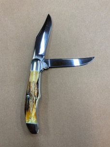 KA-BAR 2  blade Stag DOGSHEAD Folding Hunter 