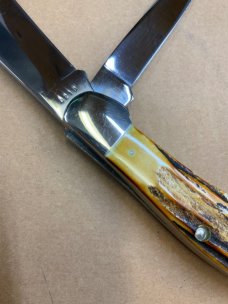 KA-BAR 2  blade Stag DOGSHEAD Folding Hunter 
