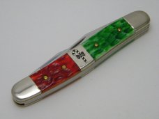 Case XX USA  7 Dot Red/Green Christmas Bone Muskrat Knife in Box