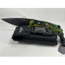 PRO-TECH USA TR-4 Peter Kellet Green Skulls Shaw Silver Skull Auto MINT IN POUCH Z 47951