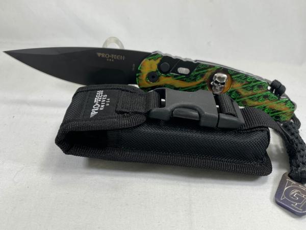 PRO-TECH USA TR-4 Peter Kellet Green Skulls Shaw Silver Skull Auto MINT IN POUCH (Z 47951) PRO-TECH USA TR-4 Peter Kellet Green Skulls Shaw Silver Skull Auto MINT IN POUCH (Z 47951)