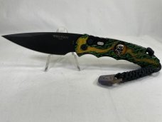 PRO-TECH USA TR-4 Peter Kellet Green Skulls Shaw Silver Skull Auto MINT IN POUCH (Z 47951) 