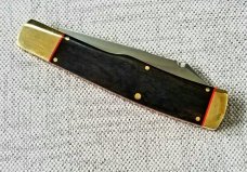 K'roo Custom Native Knife, NEW,W/ slip, 4"..African Blackwood and Brass..rwl34. Filework 