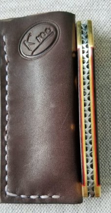 K'roo Custom Native Knife, NEW,W/ slip, 4"..African Blackwood and Brass..rwl34. Filework 