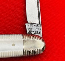 Vintage **RARE** Very Early H BOKER’S IMPROVED CUTLERY Equal End Pen Pearl Pocket Knife 1860-1880s