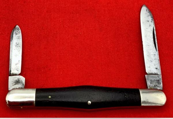 Vintage EMPIRE WINSTED CT 2-Blade Swell Center Pen Folding Pocket Knife c.1856-1930 Ebony Vintage EMPIRE WINSTED CT 2-Blade Swell Center Pen Folding Pocket Knife c.1856-1930 Ebony