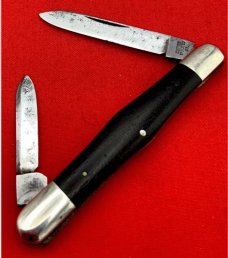 Vintage EMPIRE WINSTED CT 2-Blade Swell Center Pen Folding Pocket Knife c.1856-1930 Ebony