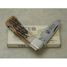 Parker Cut Co Surgical Steel Japan Bone Wildlife Series quotThe Cubquot Lockback Knife in Box