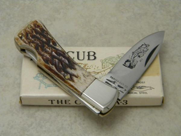 Parker Cut. Co. Surgical Steel Japan Bone Wildlife Series "The Cub" Lockback Knife in Box