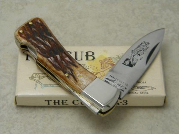 Parker Cut. Co. Surgical Steel Japan Bone Wildlife Series "The Cub" Lockback Knife in Box*
