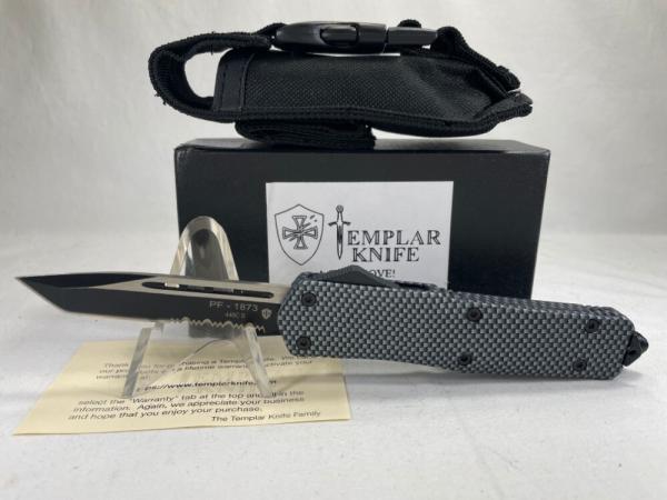 TEMPLAR KNIVES PF-1873 Carbon Fiber Combo Tanto OTF Auto w/ Pouch MINT IN BOX (Z 47971) 