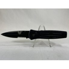 BENCHMADE USA 3550BLK Black Partially Serrated Pardue Auto USED Z 53244