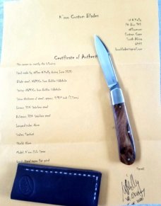 Klassic K'roo Custom Tamboti Zulu Knife,,W/coa and slip  4"...N690..brut de force ...long pull 