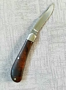 Kroo Custom Imbuia Honknose Trapper..4"...N690...SS Bolsters and Shield...coa and slip..polished