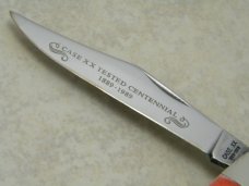 Case XX USA Red Bone R6240 SS "Case XX Tested Centennial 1889-1989" Dogleg Trapper Knife 