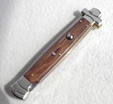 NOS A.G.A. CAMPOLIN 11" MALTESE SANTOS MAHOGANY WOOD NICKEL SILVER BOLSTERS, LEATHER POUCH