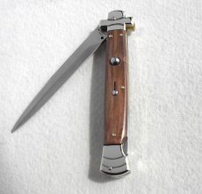 NOS A.G.A. CAMPOLIN 11" MALTESE SANTOS MAHOGANY WOOD NICKEL SILVER BOLSTERS, LEATHER POUCH