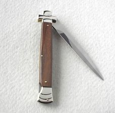 NOS A.G.A. CAMPOLIN 11" MALTESE SANTOS MAHOGANY WOOD NICKEL SILVER BOLSTERS, LEATHER POUCH