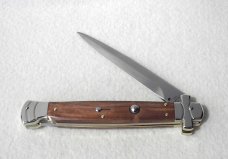 NOS A.G.A. CAMPOLIN 11" MALTESE SANTOS MAHOGANY WOOD NICKEL SILVER BOLSTERS, LEATHER POUCH