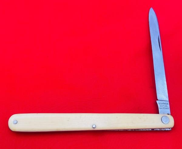 Vintage SCHRADE CUT CO WALDEN NY 1-Blade Melon Tester Pocket Knife c.1917-1946 Yellow Composition Vintage SCHRADE CUT CO WALDEN NY 1-Blade Melon Tester Pocket Knife c.1917-1946 Yellow Composition