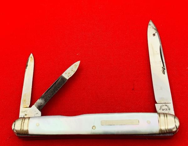 Vintage Rare T Hessenbruch 3-Blade Equal End Splitback Whittler Pocket Knife c.1873-1906 MOP Vintage Rare T Hessenbruch 3-Blade Equal End Splitback Whittler Pocket Knife c.1873-1906 MOP