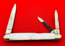 Vintage Rare T Hessenbruch 3-Blade Equal End Splitback Whittler Pocket Knife  c.1873-1906 MOP