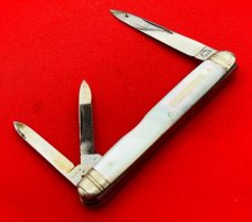 Vintage Rare T Hessenbruch 3-Blade Equal End Splitback Whittler Pocket Knife  c.1873-1906 MOP