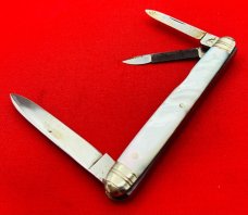 Vintage Rare T Hessenbruch 3-Blade Equal End Splitback Whittler Pocket Knife  c.1873-1906 MOP