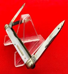 Vintage Rare T Hessenbruch 3-Blade Equal End Splitback Whittler Pocket Knife  c.1873-1906 MOP