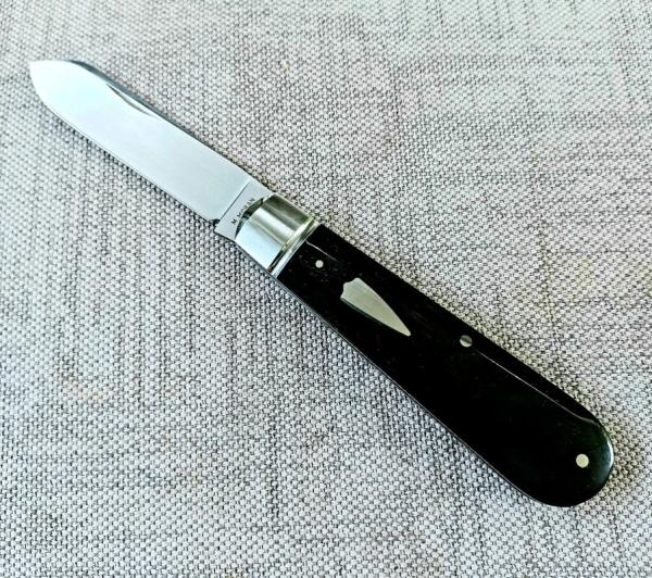 Mike Moran Straight Spear Jack..Smooth Black Buffalo Horn..Cpm154..3 7/8"..integral fluted bolsters 