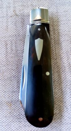 Mike Moran Straight Spear Jack..Smooth Black Buffalo Horn..Cpm154..3 7/8"..integral fluted bolsters 