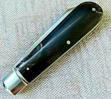 Mike Moran Straight Spear Jack..Smooth Black Buffalo Horn..Cpm154..3 7/8"..integral fluted bolsters 