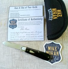 Mike Moran Straight Spear Jack..Smooth Black Buffalo Horn..Cpm154..3 7/8"..integral fluted bolsters 
