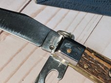 8" Zoppis Jaguar Ring Pull Camper Knife - Shell Puller - Genuine Stag