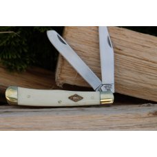 German Bull Huge Trapper smooth White Bone Handles