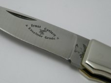 Frost Cutlery Excelsior Grade 1980 Surgical Steel Japan Scrimshawed Pearl Lockback Knife