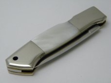 Frost Cutlery Excelsior Grade 1980 Surgical Steel Japan Scrimshawed Pearl Lockback Knife