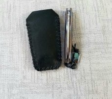 Vincenzo Balistreri Custom Native knife Damasteel,Timascus.3.75 cld. engraved shield,lanyard, bead