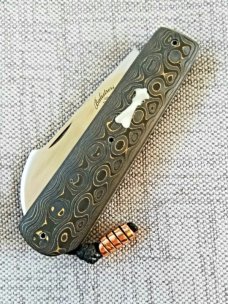 Vincenzo Balistreri Fools Gold Harpoon..4" closed..440C...lanyard pin..bead..filework..coa/slip 