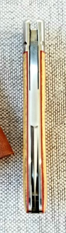 K'roo Custom Lanny clip,3.75"..Rwl34...Kingwood.. fluted  bolsters..filework..red G10 liners/spacers