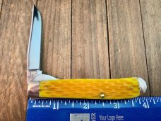 Moore Maker Half Moon Trapper Liner Lock Yellow Jigged Bone 2015