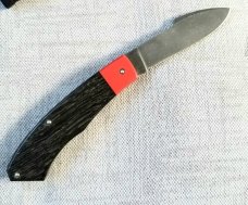 Sacred Bear/Tory Utt Custom Chronos Knife,Stone Washed CPM-154,Black Bog Oak and red G-10, 4"