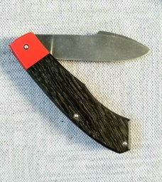 Sacred Bear/Tory Utt Custom Chronos Knife,Stone Washed CPM-154,Black Bog Oak and red G-10, 4"