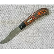 Sacred Bear/Tory Utt Custom Trapper, Norris Stainless Damascus.. Lava Flow Fat Carbon.G-10, 3,75"